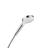 hansgrohe Crometta - Duschkopf, Handbrause mit 1 Strahlart, runde Duschbrause (100 mm), Brausekopf mit Antikalk-Funktion, Weiß/Chrom, 26331400