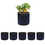 NUWIQ Pflanzsack, 5 Pack 4L Gemüse Grow Taschen, Pflanzsack aus Vliesstoff, Garten Pflanze Grow Taschen, Pflanzen Wachstum Taschen mit Starken Griffen, für Tomaten, Blumen, Pflanzen und mehr
