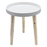 Spetebo Deko Holz Tisch 36x30 cm - weiß - Kleiner Beistelltisch Couchtisch Sofatisch