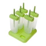 Gatuida 2 Stück Wiederverwendbare Eisformen mit Griff aus Bpa freiem Kunststoff Stabile Eis Am Stiel Formen für DIY Eiscreme Saft Joghurt und Snacks Platzsparend mit Festem Sockel Grün