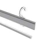 Interdeco Paneelwagen Silbergrau 60 cm aus Aluminium mit Klettband kürzbar für Gardinenstangen 16-20 mm Ø, Typ 1620724