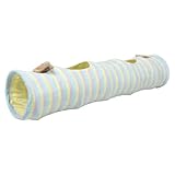 FUTUREORYY Gerader Katzentunnel aus Plüsch mit Knistereffekt 2 Öffnungen Zusammenklappbar Interaktives Spielversteck für Wohnungskatzen und Kleintiere