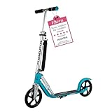 HUDORA BigWheel Scooter 205 - Stabiler Aluminium-Roller - Höhenverstellbarer & zusammenklappbarer Cityroller - Kinder- & Erwachsenenroller für bis zu 100kg - Tretroller mit Ständer