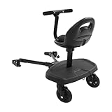 Buggy Board mit Sitz, Universelle Trittbrett für alle Kinderwagen, Kiddy Board mit Armlehne und Rückenlehne, 360 Drehbar, Handwagen Plattform für 2-6 Jahre alte Kinder, Bis 50 kg