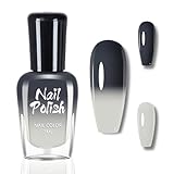 Farbwechselnder Nagellack - Schwarz Weiß Temperaturgesteuerter Nagellack mit Farbwechsel Effekt - 7ml Langanhaltender Schnelltrocknend Langanhaltend Holographische Schnelltrocknender (White)