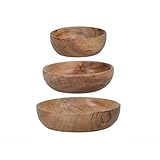 Creative Tops Naturals Lebensmittelechte dekorative Dipschalen aus Holz (3er-Set) 12.8cm (5 Zoll), 10.cm (4 Zoll) und 8 cm (3 Zoll), Tiefe jeweils 2 cm, Brown