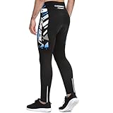 NICEWIN Radlerhose Fahrradhose Herren Lang mit Sitzpolster 4D Gepolsterte Winter Thermo Radhose Atmungsaktiv stoßfeste Tights Elastisch Hosen,XL,Blau-Thermo Wolle