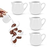 SLTAXAR 4 Stück Milchkännchen Porzellan 220ml Großes Milchkanne Espressogießer Aufschäumkännchen Groß Espresso Kännchen 220ml zum Milchaufschäumen Milch Pitcher Klein für Cappuccino Latte Art