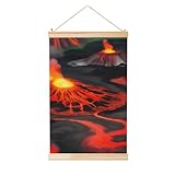 GaxfjRu Kilauea Vulkan-Druck, Holzschaft, hängende Poster, Wandkunstdrucke, Leinwanddrucke, elegantes Display, mühelose Montage
