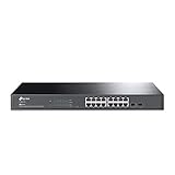 TP-Link TL-SG2218 16-Port Gigabit Managed Netzwerk LAN Switch mit 2 SFP-Slots (19 Zoll Rack-Montage, Zentrales Cloud-Management, Omada-SDN, IPv6, QoS, IGMP, LAN) schwarz,Geschäfts-Netzwerk