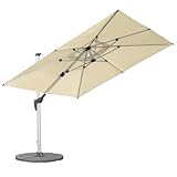 anndora Aluminium Ampelschirm 300 x 300 cm mit Kurbelsystem - Drehbar, Neigbar, Kippbar - Marktschirm, Gartenschirm - Farbe Natural mit 4 Stück Granitplatten 120kg