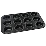 Zenker 12er-Muffinform Ø 7 cm BLACK METALLIC, Muffinbackform aus Stahlblech, Backblech mit Antihaftbeschichtung (Farbe: Schwarz Metallic), Menge: 1 Stück