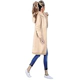 Trenchcoat, Damen, mittellang – Kapuzen-Sweatshirt, Damen, Reißverschluss, Oversize, Mantel, reiner Mantel mit Kordelzug, warm, Tops, Sonnenschutz, Outwear, lässig, locker, kaki, Small