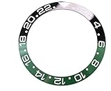 CQAHDSEVF Uhreneinsatz-Schlaufe, Keramikuhr-Lünettenringeinsatz, Mehrfarbig, passend for 38 mm, 40 mm, automatisches Uhrwerk(Black and Green)