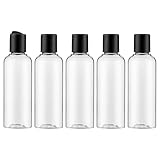 Livfa 100ml Leere Reiseflasche, Auslaufsicherer Behälter, Nachfüllbar Flaschen Mit Etikett für Shampoo, Lotion, Kosmetik (5 Stück, Transparent)