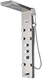 Duschsystem Schwarze Badewannen-Duschthermostat-Mischer-Duschpaneel Regenfall-Wasserfall-Massagestrahlen-Duschsäule Duscharmatur-Turm-Duschset Schwarz-gebürstetes Nickel-Dekor