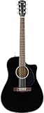 Fender CD-60SCE Dreadnought Elektroakustikgitarre, Hochwertige Westerngitarre mit Cutaway, Ideal für Bühne und Studio, Inklusive virtueller Kurse auf Fender Play, Schwarz