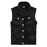 Herren Denim Westen Zerrissen Casual Ärmellos Biker Fashion Jeansweste