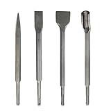 Mllepjdh Bohrer-Bits mit quadratischer/rundem Griff, Karbonstahl, Punkt-Hohlmeißel, Flachbohrer für Betonbohrer, 4-teiliges Set, Anzug 3