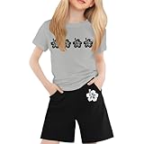 Pyjama für Kleinkinder - Pyjama Teenager Mädchen kurzen Ärmeln für Kinder Schlafoverall Kurze Schlafanzughose & Kurzarm T-Shirt Elastische Taille Kinder Big Tween Girl Nightwear Set Baby Kleidung