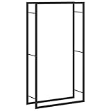 vidaXL Brennholzregal, Kaminholzregal mit viel Stauraum, Kaminholzständer Witterungsbeständig, Feuerholzregal Brennholz Kaminholz Regal, Mattschwarz Stahl