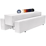 Beautissu Bierbank Hussen & Biertisch Husse Set 3 TLG. Halblang – Edles Hussen Komplettset 50 cm breite Festzeltgarnitur mit Oeko-TEX Siegel in Weiß - Basic M