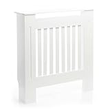 Toboli Heizkörperverkleidung weiß 78 x 19 x 82 cm, Heizkörperabdeckung aus MDF, Holzverkleidung für Heizkörper in Lamellenoptik