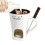 Wuvfojca 130 Ml Schokofondue Tasse Keramik Schmelzen Schokoladen Fondue Tassen Mit Gabel Porzellan Tasse Zum Schokolade Schmelzen Schokobrunnen Tasses Für Teelicht Käse Schokolade Butter Karamell