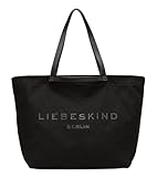LIEBESKIND Berlin Damen-Shopper „Aurora“ – Große Canvas-Tasche Damen mit Reißverschlussfach und Leder-Schulterriemen – Shopper Bag Women – Passend für Laptops bis 16 Zoll – Light Bag, 01 Black 1