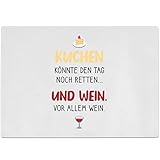 JUNIWORDS Glasschneidebrett, Kuchen könnte den Tag noch retten und Wein. Vor allem Wein (1004847)