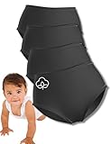 Mrs. Mum Umstandsunterwäsche mit Baumwolle I Dermatest: Sehr gut I Made in EU I Öko-Tex I 4er Set High Waist Unterhosen I Schwarz