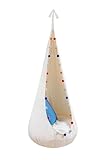 Rainbow Kids XL Kokon Hängehöhle für Kinder – Hängesessel mit Rundkissen, Höhe: 170 cm, Breite: 90 cm, Tiefe: 90 cm (Pompons)