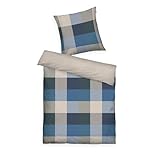 TOM TAILOR Flanell-Bettwäsche, 70x90 cm + 140x200 cm, 100% Baumwolle/ Flanell, Mit Wendemotiv und farbigem Markenreißverschluss, BOLD MOSAIC Blau, Grün (Navy & Forest)