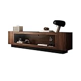 Moderne TV-Möbel Nordic aus Massivholz vom Boden bis zur Decke aus Nussbaum, schwarz, retro, Wohnzimmer, mit Induktionslampe, niedriger Schrank, TV-Halterung für Wohnzimmer