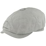 Breiter Herren Schiebermütze Flatcap Schirmmütze Einfarbige 8-Panel Sportmütze Hanf Newsboy Hut Trendblau 60