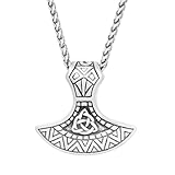 TQWSVUM Wikinger Thor's Hammer Keltische Triquetra Knoten Halsketten - Handgemachte Vintage Mjölnir Edelstahl Anhänger - Nordische Odin Charm Amulett Schutz Schmuck Geschenk