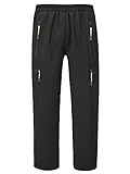 CAMLAKEE Kinder Trekkinghose Jungen Wanderhose Winterhose Mädchen Warme Arbeitshose mit Elastischem Bund Schwarz DE: 128-134 (Herstellergröße M)