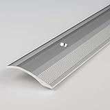 PROVISTON | Ausgleichsprofil | Aluminium eloxiert | Silber | Breite 40 mm | Höhe 5 mm | Länge 1000 mm | Gebohrt | Anpassungsprofil | Übergangsprofil | Bodenprofil | Metallprofil | 1 Stück