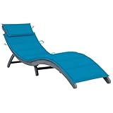 LVHUIDEH Klappbar Sonnenliege mit Auflage, Wetterfest Liegestuhl, Gebogenes Design, Gartenliege für Patio/Strand/Terrasse/Pool, 190 x 60 x 51 cm, Akazie Massivholz