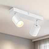 Schiele Deckenlampe 2 Flammig, Weiß Deckenstrahler GU10, Dreh und Schwenkbar Deckenleuchte Strahler, Modern Deckenspot Spotleuchten für Wohnzimmer, Schlafzimmer, Küchen, Flur, Ohne Leuchtmittel