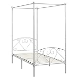 vidaXL Himmelbett Bett Bettgestell Doppelbett Metallbett Bettrahmen Lattenrost Schlafzimmerbett Schlafzimmermöbel Ehebett Weiß 120x200cm
