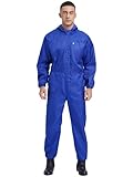 Mufeng Arbeitsoverall Für Herren Arbeitsanzug Mit Reißverschluss Multifunktionstaschen Ganzkörperanzug Mit Langen Ärmeln Jumpsuit Mechaniker Overall Schutzanzug Blau 4XL