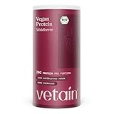 VETAIN Veganes Proteinpulver - Waldbeere - 20g Protein pro Portion - 600g - Optimales Aminosäureprofil - Fünf Premium Protein Quellen - Ohne Allergene & Süßungsmittel - produziert in Deutschland
