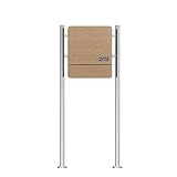 SCHARTEC Holz Design Standbriefkasten SBS-SPB-4 freistehend mit Zeitungsfach Briefkasten stehend Postkast (Edelstahl/Holzoptik)