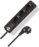 Brennenstuhl Ecolor Steckdosenleiste 3-Fach (Mehrfachsteckdose mit Schalter und 1,5m Kabel) schwarz/weiß