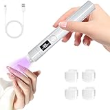 Portable Mini UV Nail Lamp with Stand and 4 Silicone Heads, Rechargeable LED UV Lamp Nails, 2 Time Keeping Modes, for Gel Nail Polish, for Quick Curing of Nail Glue Nail Tips