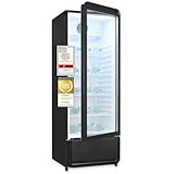 Exquisit Glastürkühlschrank, 153 cm Höhe, 240l Getränkekühlschrank mit LED, Umluft, 4 verstellbare Ablagen, CoolPro, GKS220-GT-430D schwarz
