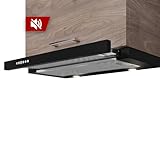 KÜGERR patentierte Leisetechnologie | A100S60UP1G | 60cm leise Flachschirmhaube | ab 40 dB | Abluft - Umluft | 2 Jahre Garantie | Edelstahl | LED