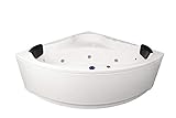 Whirlpool Badewanne Karibik Basic Made in Germany 130 x 130, 140 x 140 oder 150 x 150 cm mit 13 Massage Düsen LED Beleuchtung Licht dhW Holland Ohne Armaturen Eckwanne Spa runde Eckbadewanne günstig