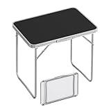 WOLTU Campingtisch Klapptisch Reisetisch mit Griff, 70x50x60cm(LxBxH) zusammenklappbar Gartentisch aus Alu und MDF für Picknick Strand im Freien, Schwarz